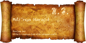 Mánya Harald névjegykártya